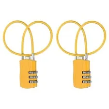 2 Pcs 3 Digit Luggage Cable Combination Lock with 12" Long Cable, Yellow