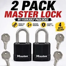 2 Pack Master Lock Heavy Duty Padlocks 4 Keys Boron Carbide Security Lock