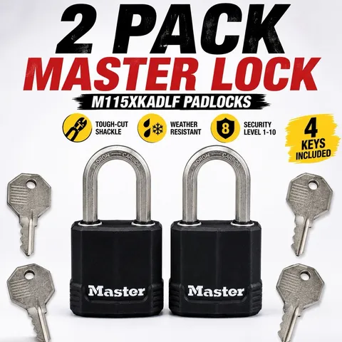 2 Pack Master Lock Heavy Duty Padlocks 4 Keys Boron Carbide Security Lock