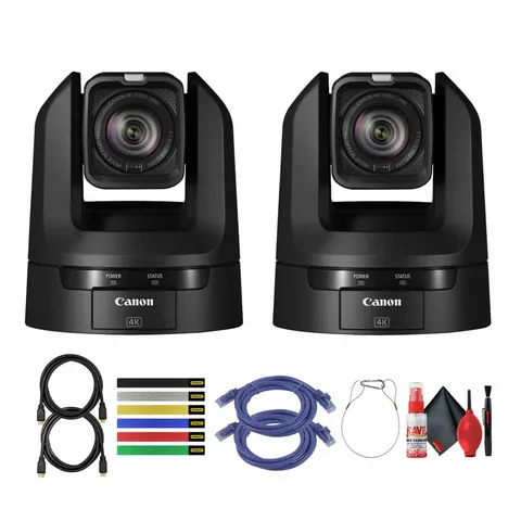 2 x Canon CR-N100 4K NDI PTZ Camera with 20x Zoom + 2 x HDMI Cable + More Bundle
