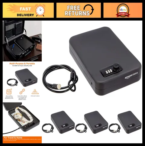 Portable Security Lock Box Safe with Combination Lock for Valuables - XL, Black