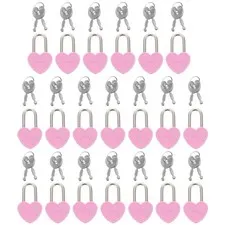 20 Sets Mini Heart Shaped Padlocks Small Locks with Keys for School Bags
