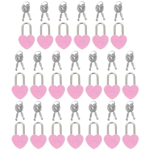 20 Sets Mini Heart Shaped Padlocks Small Locks with Keys for School Bags