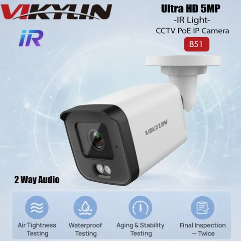 Vikylin 5MP CCTV POE IP Camera Indoor/Outdoor IR Night Vision 2way Audio Onvif