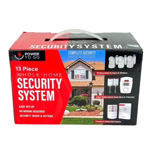 Power To Go Whole-Home Security System 13-Piece Wireless Motion Activated NEW
