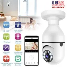 iMountek 1X 360° 1080P IP E27 Light Bulb Camera WiFi IR Night SmartHome Security