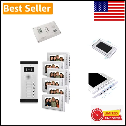 Elegant 6-Screen Video Intercom System with Dual-Way Audio & Adjustable Features