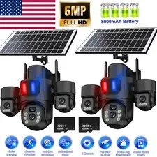 3 Lens Solar Battery Home Security Camera Outdoor Wifi Wireless PTZ CCTV NEW