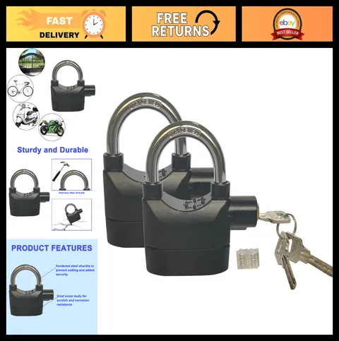 Universal Security Alarm Lock System - 110dB Anti-Theft Padlock for Doors & Bike