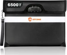 6500°F Upgraded Fireproof Document Bag with Lock, Fire proof Money Bag for Cash
