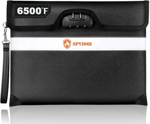 6500°F Upgraded Fireproof Document Bag with Lock, Fire proof Money Bag for Cash