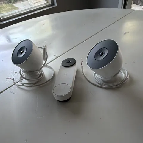 Google Nest Cam Wired 1080p IP Security Cameras White 2-Pack and Nest Doorbell