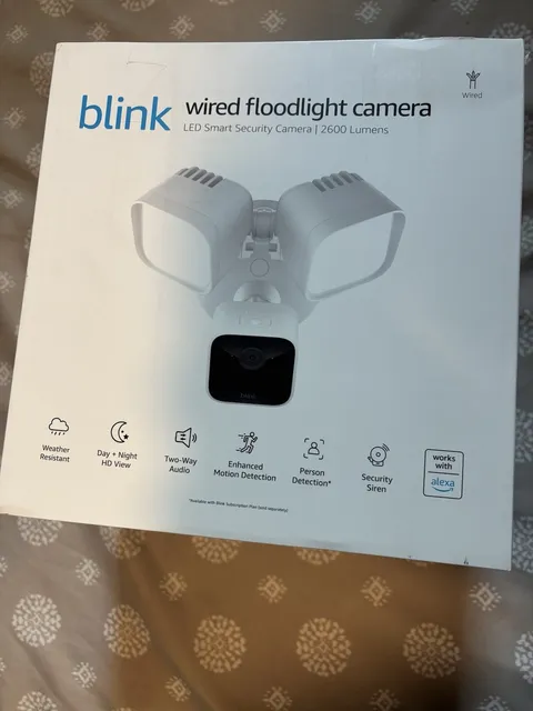 Blink Wired Floodlight Camera 2-Way Audio Alexa White