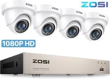 ZOSI 3K Lite H.265+8CH CCTV DVR Security Camera System 4x 2MP 1080P Dome Cameras