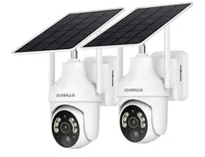 SEHMUA 2K Solar/Battery Outdoor Wi‑Fi Night Vision Security Cameras 2 Pack