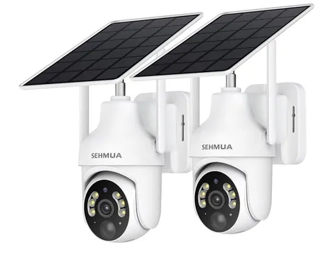 SEHMUA 2K Solar/Battery Outdoor Wi‑Fi Night Vision Security Cameras 2 Pack