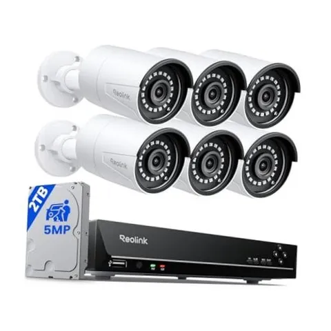 8CH 5MP Home Security Camera System, 6pcs Wired Outdoor PoE IP Cameras with