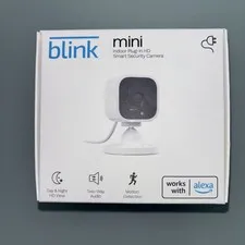 Blink Mini Indoor 1080p Smart Security Camera, White, Plug-In