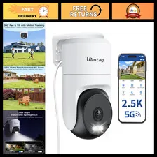 360° Outdoor Security Camera, 2.5K WiFi CCTV, Motion Tracking, Color Night Visio