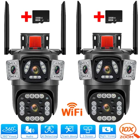 2PCS Camara De Seguridad 4K Wifi Inalambricas Para Exterior Con Vision Nocturna
