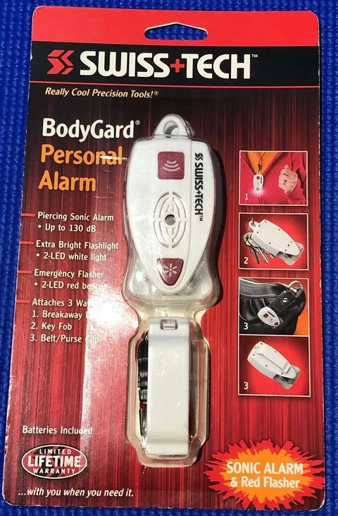 Swiss Tech BodyGard Personal Sonic Alarm and Red Flashers BGCS2WH-PA