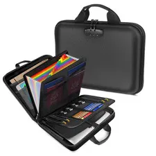 Fireproof Document Organizer Lock 13 Pocket Portable Travel Safe Office Home
