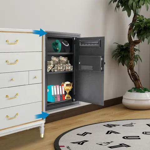 25.59" Tall Wall Safe Steel Wall-mounted Safe w/ Keys, Hidden Wall Safe for Home