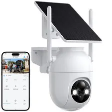 Security Cameras Wireless Outdoor Wifi, Solar Battery Powered, 360° View, AI Hum