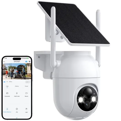 Security Cameras Wireless Outdoor Wifi, Solar Battery Powered, 360° View, AI Hum