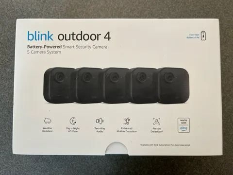 Blink Outdoor 4, 5-Pack Security Camera System Battery Powered 1080p HD. NEW