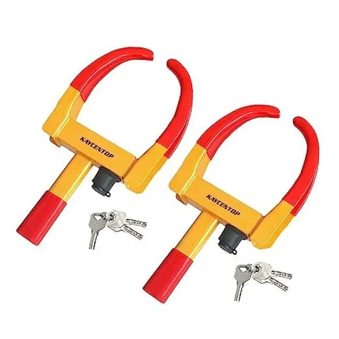  Universal Wheel Lock, Security Trailer Wheel Lock, Tire Lock 2pcs Red/yellow