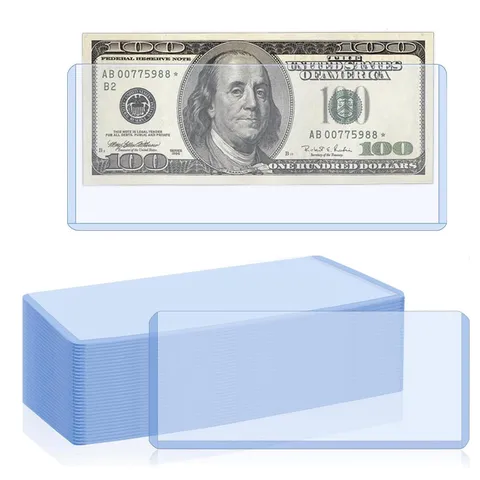 32 Pack Dollar Bill Sleeves, 6.8" x 2.9" Banknotes Top-Insert Holders
