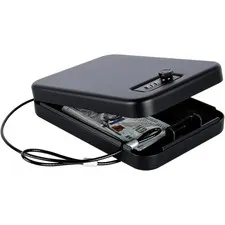 Portable Lockable Steel Security Box with Combination Lock & Cable