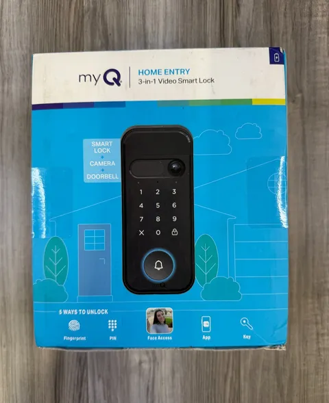 myQ Home Entry 3-in-1 Video Smart Lock Biometric Camera Doorbell Black NEW