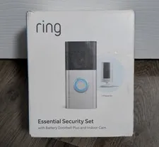 2pc Ring Essential Security Set with Battery Doorbell Plus and Indoor Camera