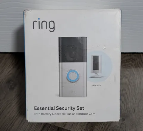 2pc Ring Essential Security Set with Battery Doorbell Plus and Indoor Camera