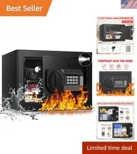 1.2 Cubic Feet Small Fire Safe Box for Home, Fireproof Lock Box, Security Mon...