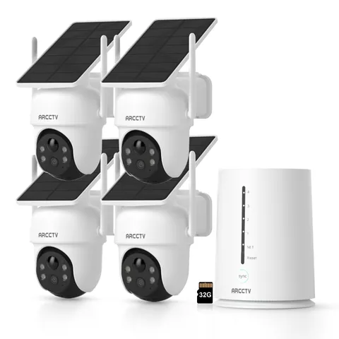 ARCCTV Wireless Outdoor Security Camera System Solar Battery Powered 2 Way Audio