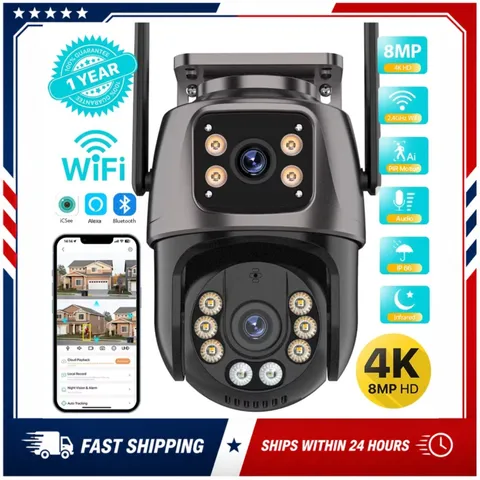 UDECER 8MP WiFi PTZ Outdoor Security Camera Dual Lens AI Tracking