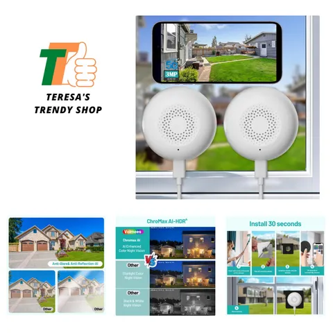 3MP Window Cameras for Home Security-2 Pack, 5GHz & 2.4GHz WiFi Dome Security...