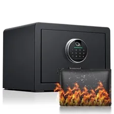 1.0 Cubic Feet Fingerprint Fireproof Home Safe With Fireproof Document Bag, D...