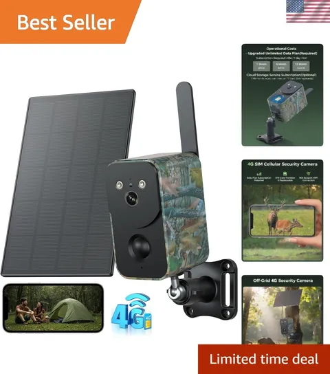 Waterproof 4G Solar Security Camera - 45 Days Battery Life for Remote Monitoring