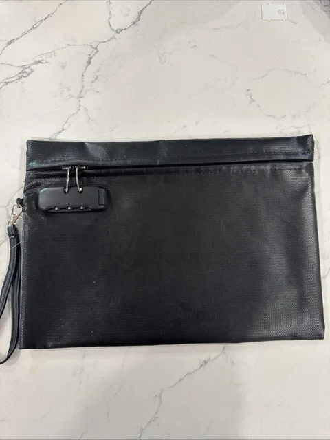Two Pockets Fireproof Money Bags With Lock. One Small And One Large Bag