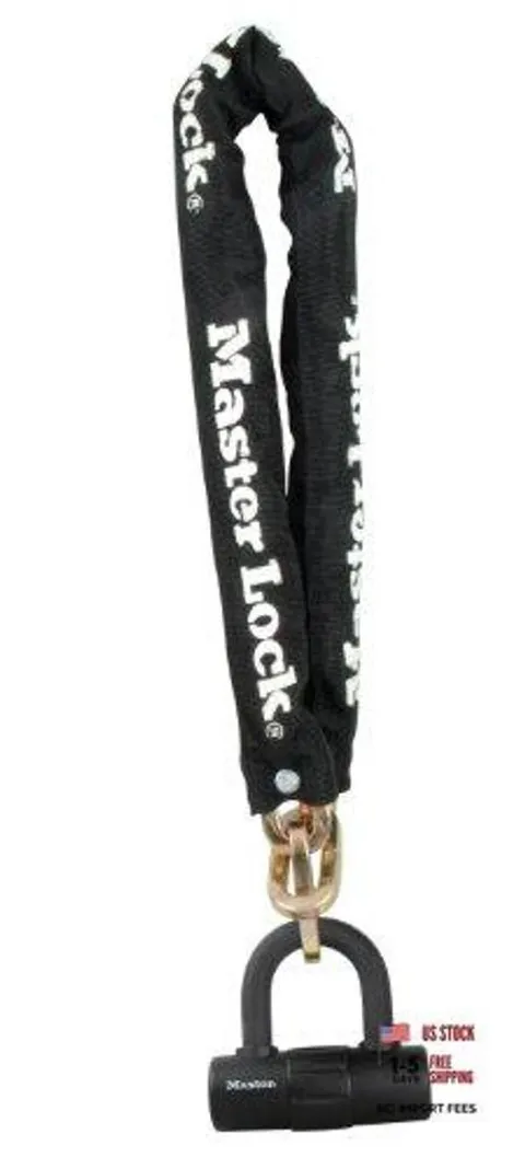 Master Lock Black Outdoor Hardened Steel Link Steel Chain With Mini U-Lock