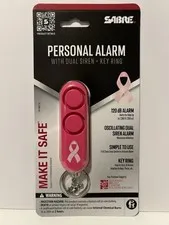 Sabre Personal Alarm w/Dual Siren on Key Ring, 120dB, Pink ***NEW & SEALED***