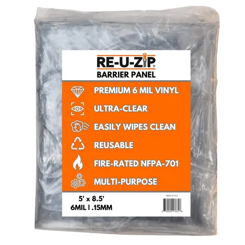 UltraClear Dust Barrier Panel FR Vinyl Plastic Containment Tarp 5x8.5FT