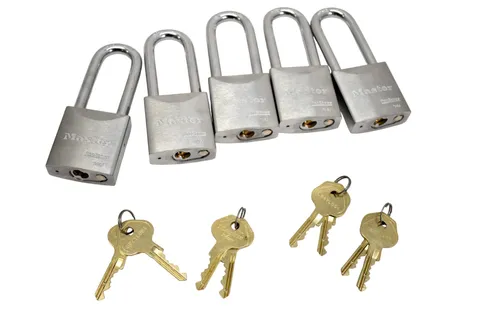 Master Lock ProSeries 7050 Padlocks Keyed Alike Silver Steel 5 Pack W/ 8 Keys