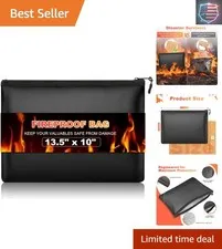Fireproof Money Bag, 13.5 x 10 Inch, Fire Proof Bag for Documents, Waterproof...