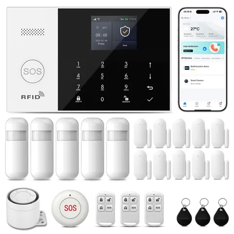 Alarm System for Home Security,24Pcs WiFi+GSM/4G No Monthly Fee