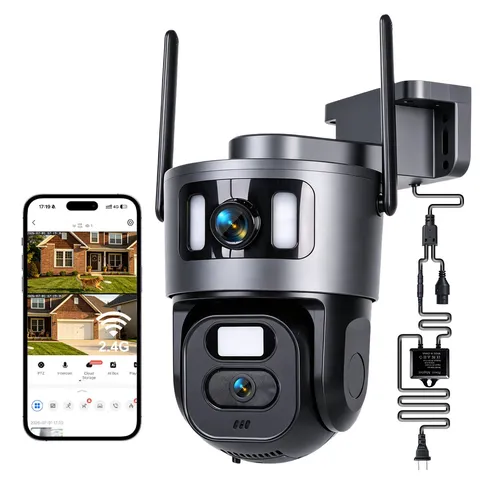 WiFi Security Camera System Outdoor Home Dual Lens PTZ Night Vision 8MP HD Cam